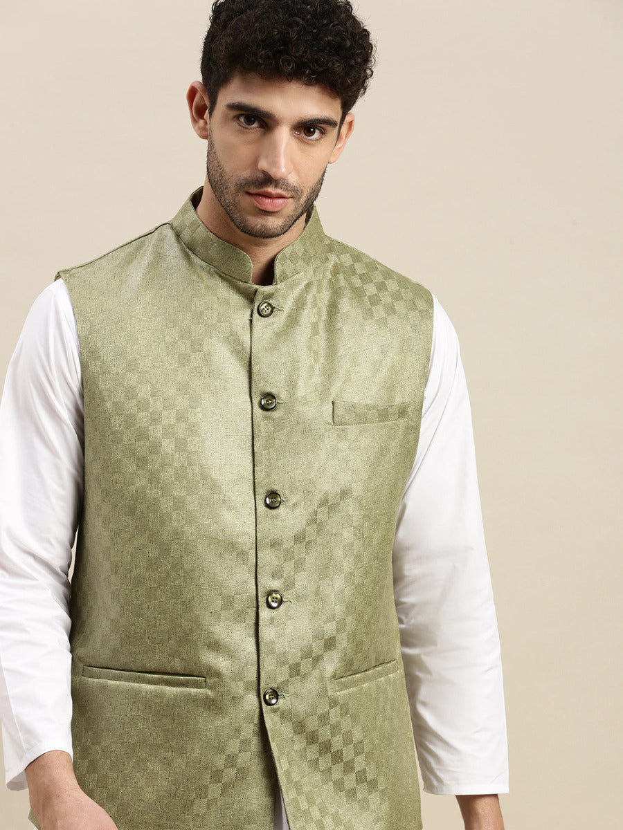 Men Ethnic Jacket Olive Green DD8