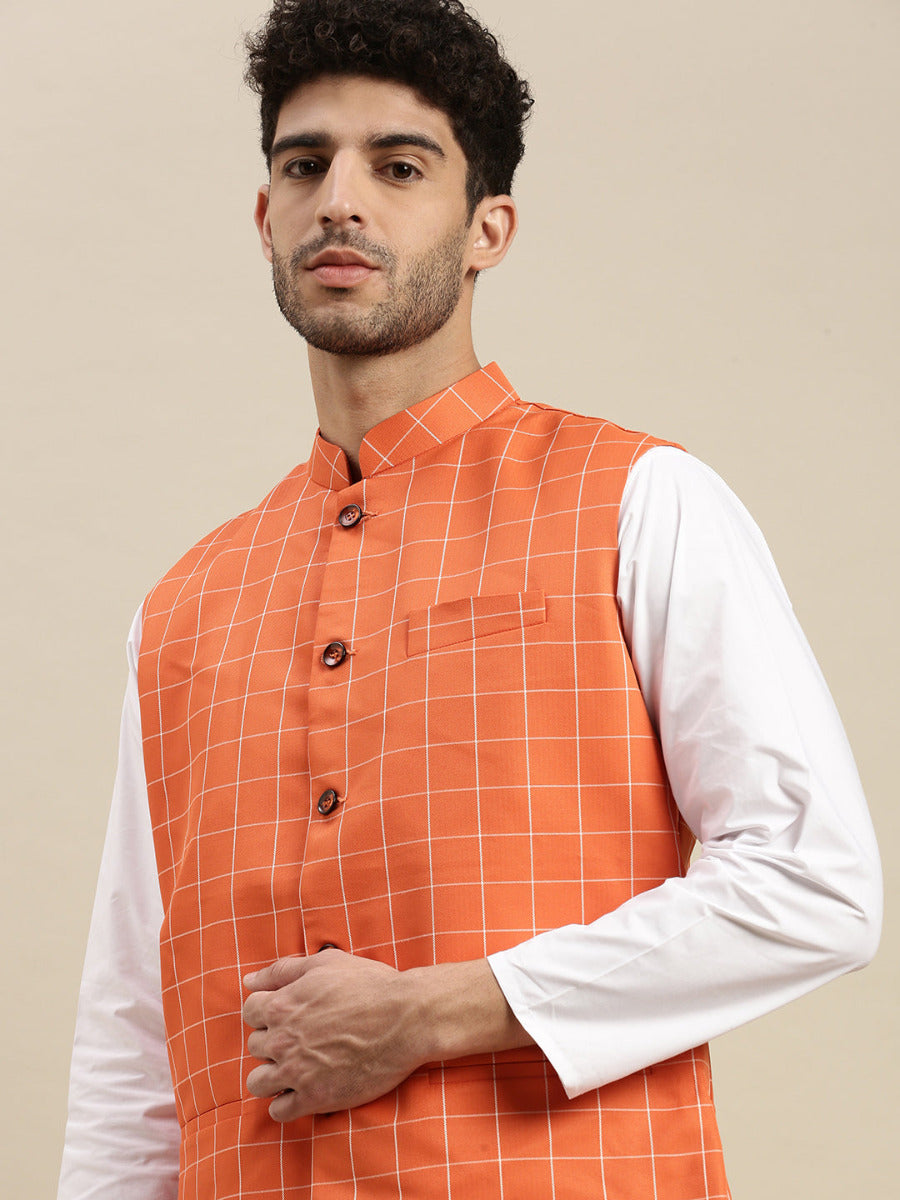 Men Ethnic Jacket Orange DC2