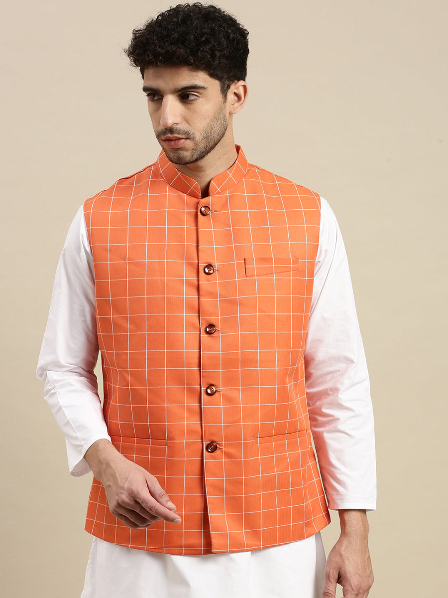 Men Ethnic Jacket Orange DC2