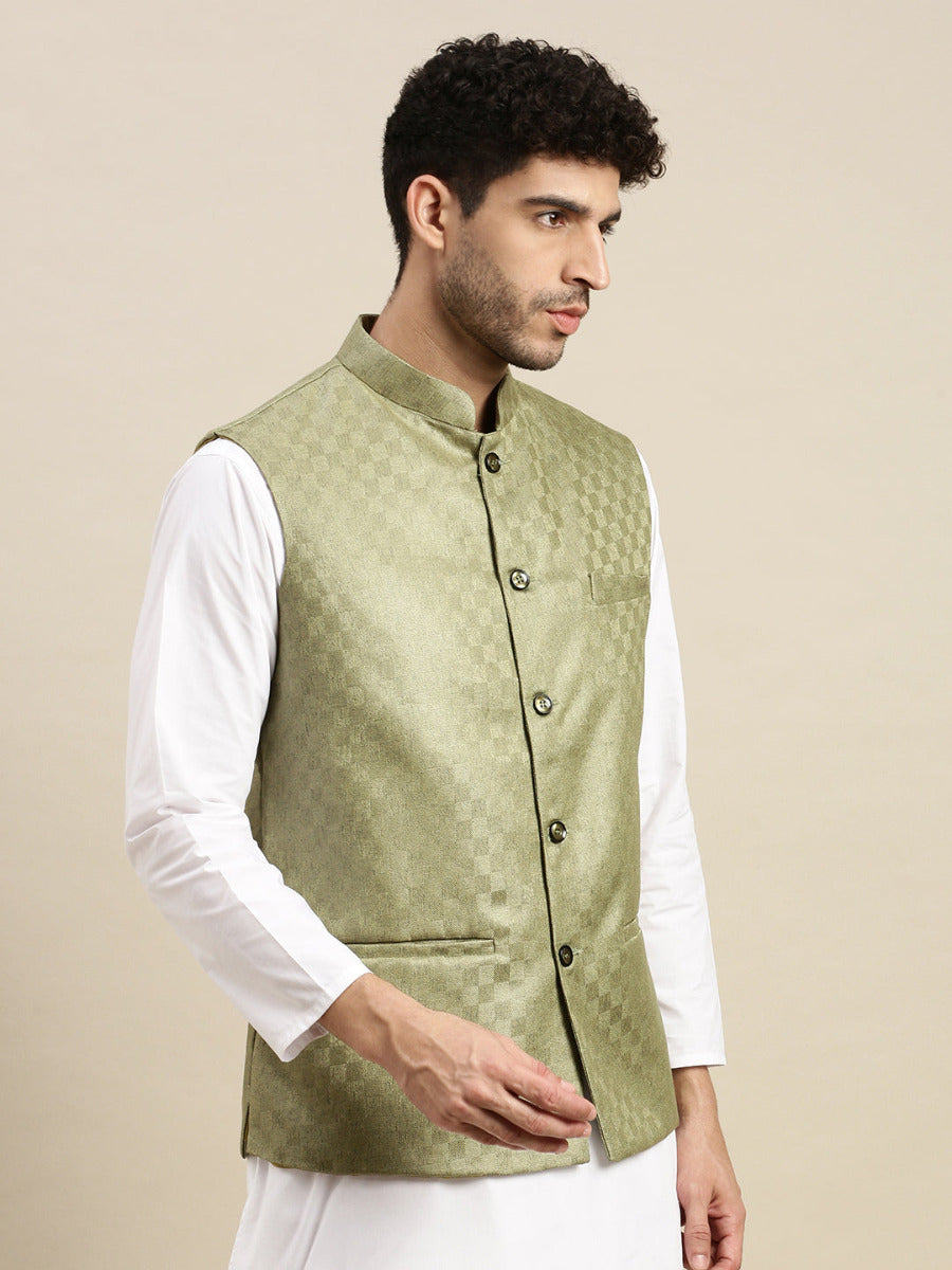 Men Ethnic Jacket Olive Green DD8