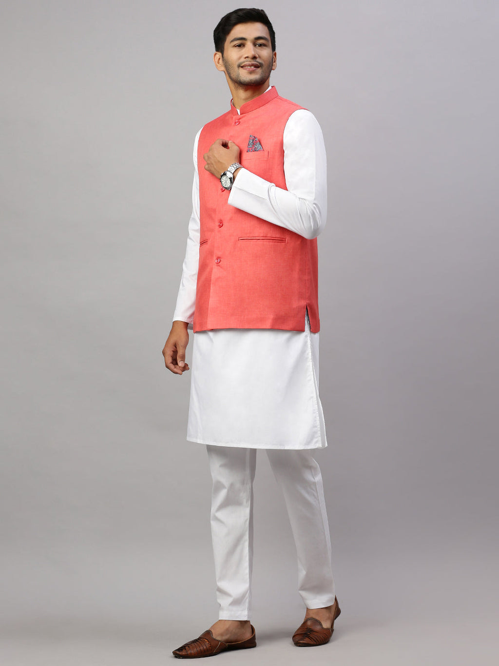 Men Ethnic Jacket Bright Red JA3